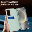 Samsung Galaxy S24+ 5G Green Leather Case with Card Slot & Smart View - 6