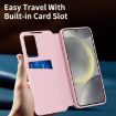 Samsung Galaxy S25+ 5G Pink Leather Case with Card Slot & Smart View - 6