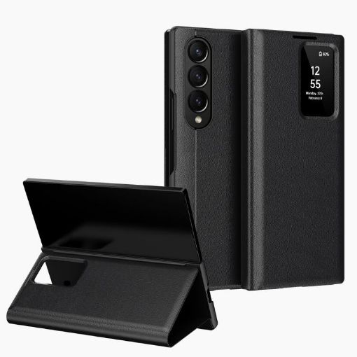 Samsung Galaxy Z Fold3 5G Leather Case with Card Slot - Black - 1