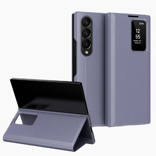 Samsung Galaxy Z Fold3 5G Leather Case with Card Slot - Purple - 1
