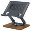 Foldable Rotating Wooden Base Metal Cooling Holder for Tablets & Laptops - 1
