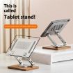 Foldable Rotating Wooden Base Metal Cooling Holder for Tablets & Laptops - 2