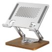 Foldable Rotating Wooden Base Metal Cooling Holder for Tablets & Laptops - 1