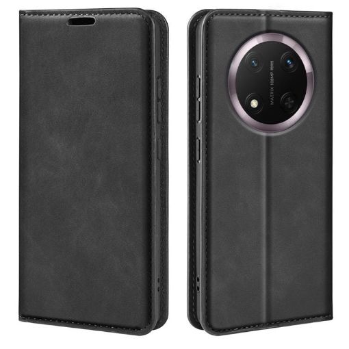 For Honor X9c Retro-skin Magnetic Leather Phone Case - Black - 1