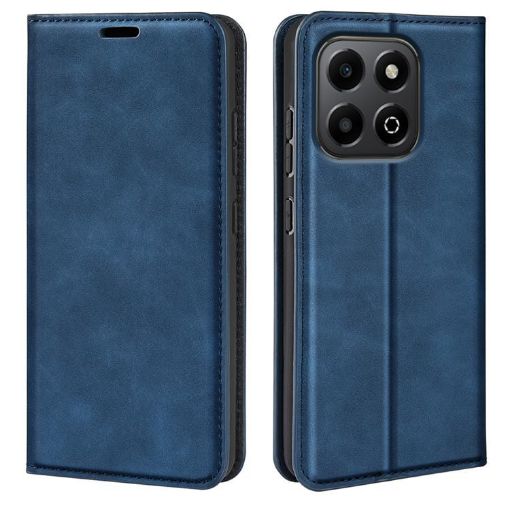 For Honor X6b Retro-skin Magnetic Leather Phone Case - Dark Blue - 1