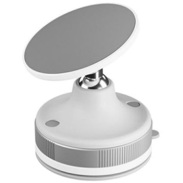 T29 Adjustable Magnetic Car Phone Mount - Suction Cup Holder (White) - 1