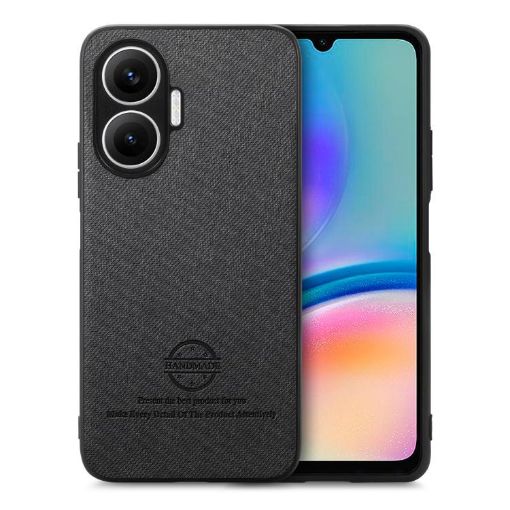 Redmi Turbo 4 Pro Twill Fabric Leather Skin Phone Case - Black - 1