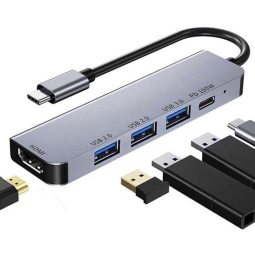5-in-1 Type-C to HDMI Multiport Hub Adapter with 4K HDMI, USB 3.0, 100W PD - 1