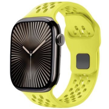 Lime Silicone Mesh Reverse Buckle Band for Apple Watch 42/41/40/38mm - 1