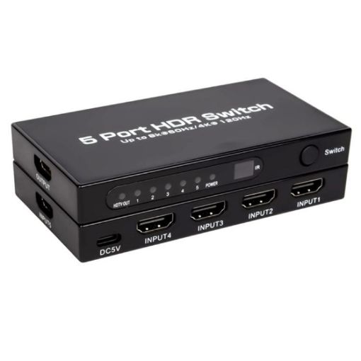 8K HDMI 2.1 Switch 5x1 for Home Theater/Office - EU Plug, 60Hz Gaming - 1