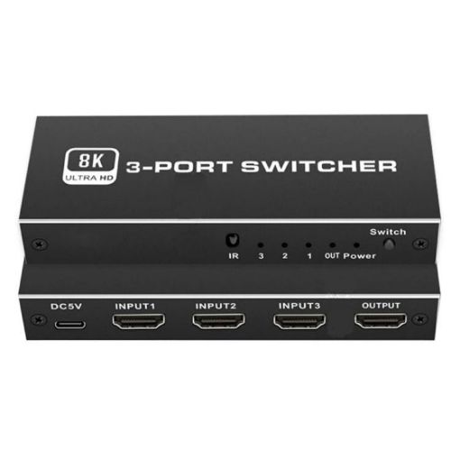 8K HDMI 2.1 Switch 3x1 - Q8Q3-3 Gaming Home Theater 4K 120Hz HDR Sync - 1
