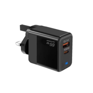 GaN PD 45W + QC3.0 USB Charger for MacBook UK Plug (Black) - 1