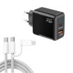 PD41 GaN PD 45W USB Charger + USB-C/8 Pin Cable for iPhone, EU Plug - 1