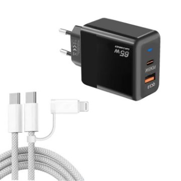 PD41 GaN PD 45W USB Charger + USB-C/8 Pin Cable for iPhone, EU Plug - 1