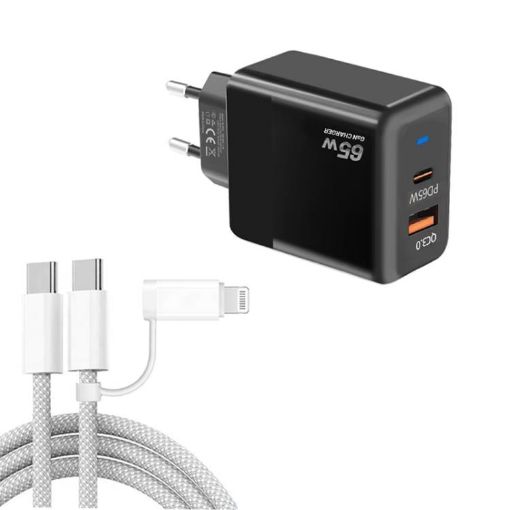 PD41 GaN PD 45W USB Charger + USB-C/8 Pin Cable for iPhone, EU Plug - 1