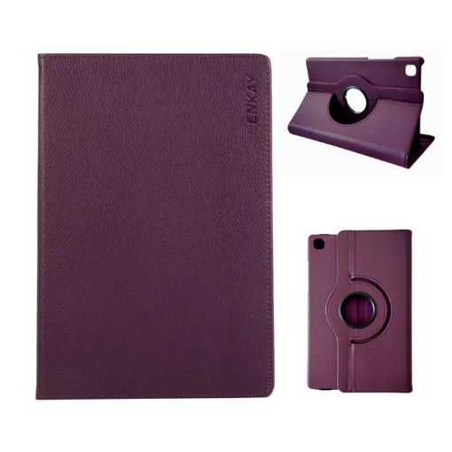 Samsung Galaxy Tab A7 Lite 8.7 ENKAY 360 Rotation Leather Case Purple - 1