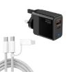 PD41 GaN PD 45W USB Charger with USB-C/8 Pin Cable for iPhone, UK Plug - 1