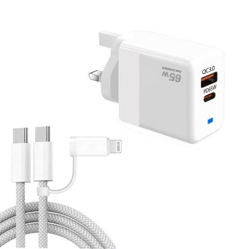 PD41 GaN PD 45W USB Charger + USB-C/8 Pin Cable for iPhone, UK Plug - 1