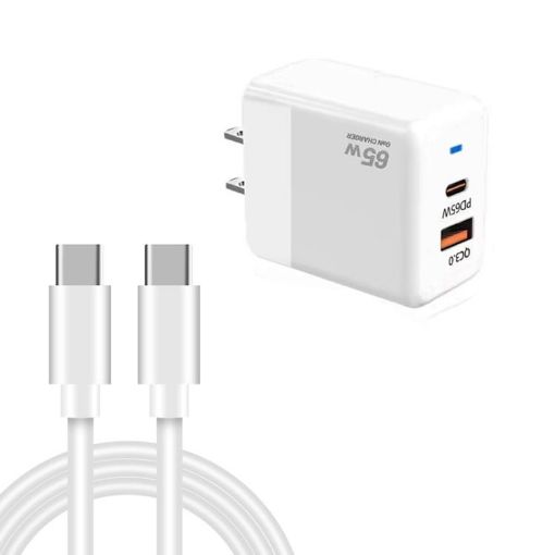 PD41 GaN PD 45W USB Charger + Type-C Cable, US Plug, White - 1