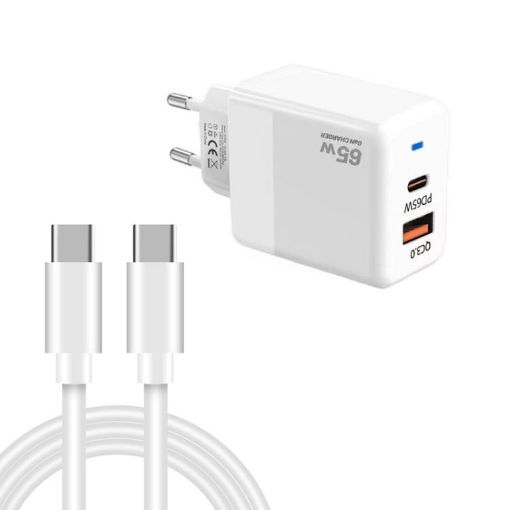 PD41 GaN PD 45W USB Charger + Type-C Cable, EU Plug, White - 1