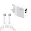 GaN PD 45W USB Charger + Type-C Cable, UK Plug, White - PD41 - 1