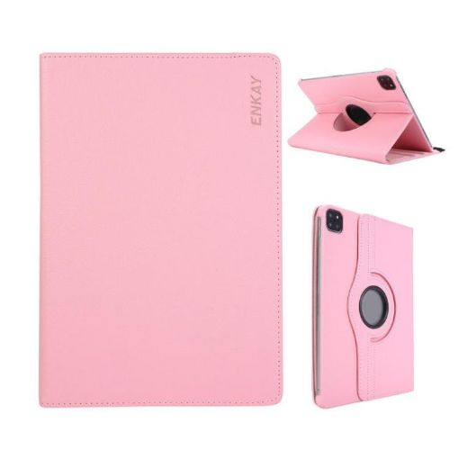 iPad Pro 13 2024 ENKAY Pink 360 Rotation Leather Tablet Case - 1