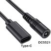 JUNSUNMAY 5V 3A Power Extension Cord, 5.5mm x 2.1mm to Type-C, 25cm - 5
