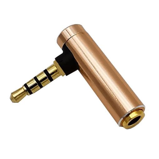 JUNSUNMAY 90 Right Angle 3.5mm TRRS Audio Adapter Connector (Gold) - 1