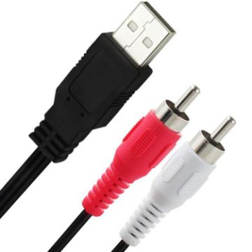 JUNSUNMAY 1.5m USB 2.0 to 2 RCA Video AV Converter Audio Cable - 1