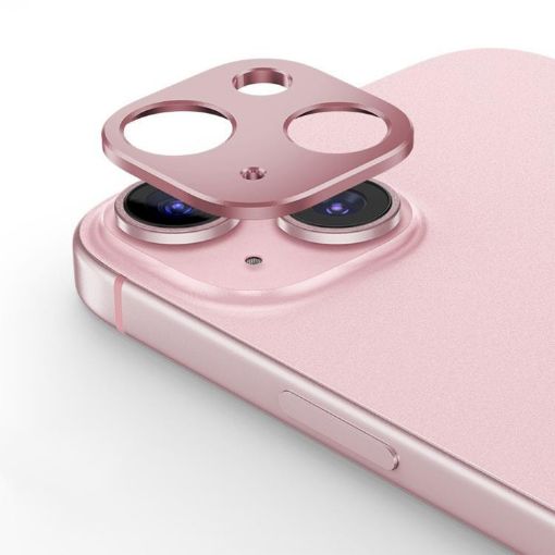 iPhone 15 Kalebol Pink Metal Hollow Lens Protection Ring - 1