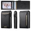 Suteni Carbon Fiber Pattern Button Box - Auto Pop Veneered Card (Black) - 7