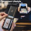 Suteni Black Carbon Fiber Pattern Elastic Band Card Box with Auto Button - 5
