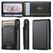 Suteni Black Carbon Fiber Pattern Elastic Band Card Box with Auto Button - 7