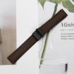 20mm Black Turtle Back Buckle Leather Watch Band - Coffee Color - 4
