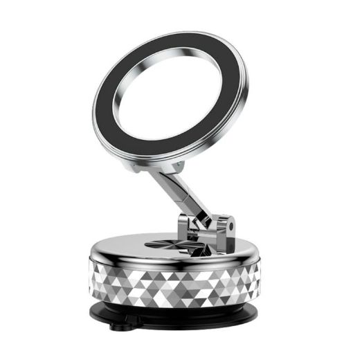 K12 Silver Magnetic Car Phone Holder - 360 Rotation & Foldable Design - 1