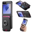 Samsung Galaxy Z Flip6 5G Twill Fabric Card Bag Ring Case (Black) - 1