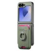 Samsung Galaxy Z Flip6 5G Green Twill Fabric Card Bag Ring Case - 2