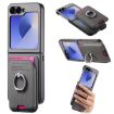 Samsung Galaxy Z Flip6 5G Gray Twill Fabric Card Bag Ring Case - 1