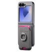 Samsung Galaxy Z Flip6 5G Gray Twill Fabric Card Bag Ring Case - 2