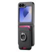 Samsung Galaxy Z Flip5 5G Twill Fabric Card Bag Ring Case (Black) - 2