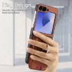 Samsung Galaxy Z Flip5 5G Brown Twill Fabric Card Bag Ring Case - 5