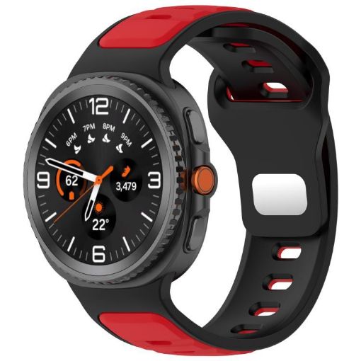 Samsung Galaxy Watch 8 40/44mm Black Red Silicone Band Reverse Buckle - 1