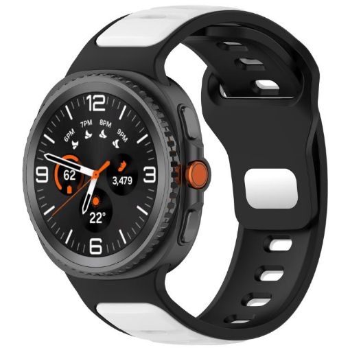 Samsung Galaxy Watch 8 40/44mm Black White Silicone Band Reverse Buckle - 1