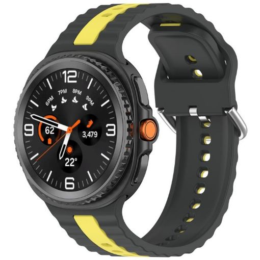 Samsung Galaxy Watch 8 40mm/44mm Gray Yellow Silicone Band - 1