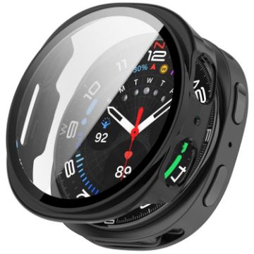 Samsung Galaxy Watch 8 44mm Glossy Black Tempered Film PC Case - 1