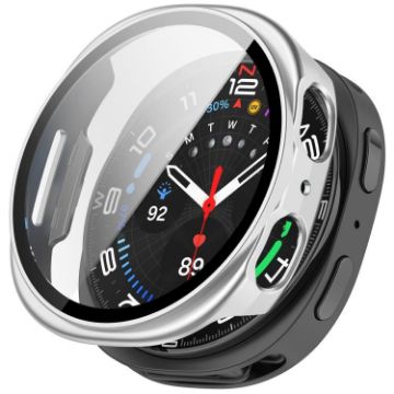 Samsung Galaxy Watch 8 44mm Tempered Film PC Case - Frosted Silver - 1