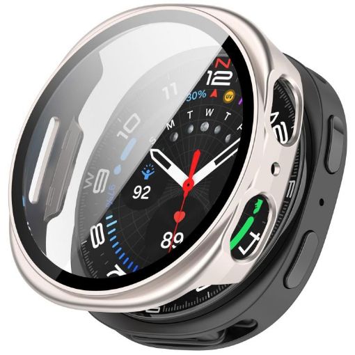 Samsung Galaxy Watch 8 40mm Tempered Film PC Case - Frosted Starlight - 1