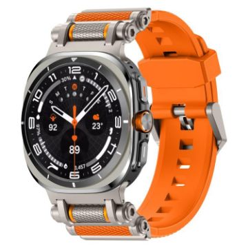 Samsung Galaxy Watch Ultra 47mm Silicone Band, Metal Connector, Orange - 1