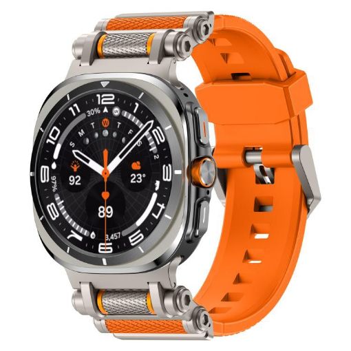 Samsung Galaxy Watch Ultra 47mm Silicone Band, Metal Connector, Orange - 1