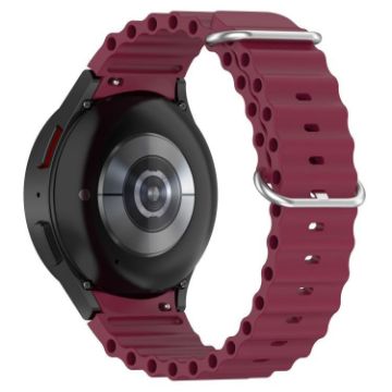 Samsung Galaxy Watch 7 Silicone Band Wine Red 40/44mm Marine Silver Buckle - 1
